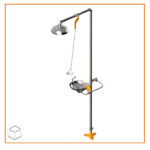 Ducha mixta con lavaojos con o sin pedal en acero inoxidable.