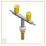 REF 2000/50 Columna con 2 grifos para gas en T. Montaje en mesa